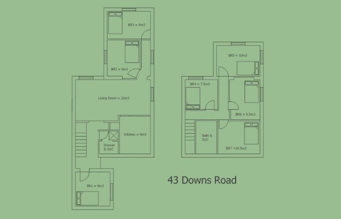 Floorplan for 5 Bed Student Home - 43 Downs Road, Canterbury