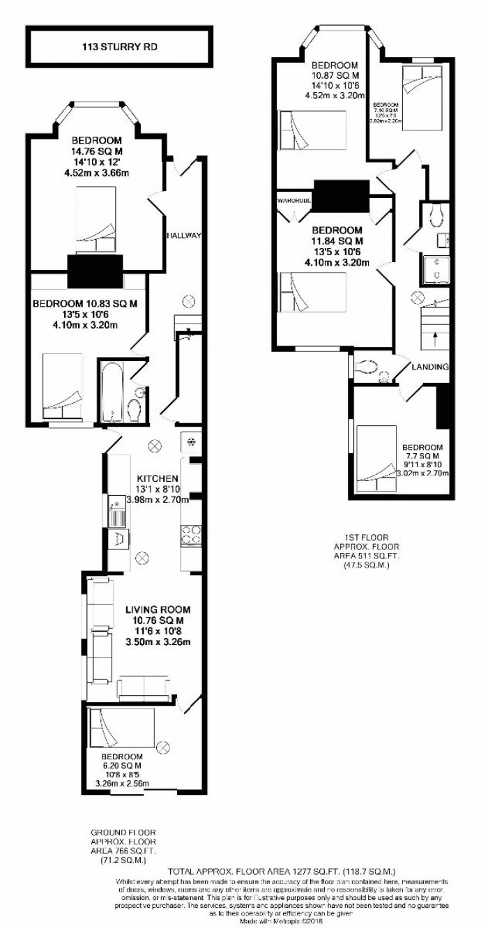 Floorplan for 6 Bedroom Student Home - 113 Sturry Road