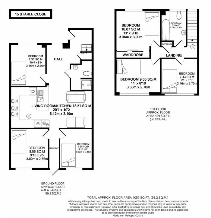 Floorplan for Rooms to rent - 6 Bed Student Home - 15 Starle Close