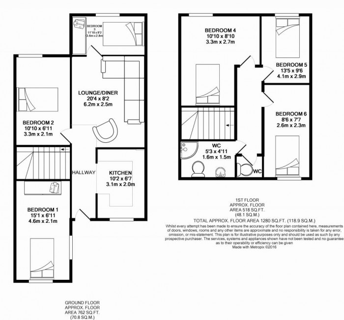 Floorplan for Room Lets within a 6 Student Home - 18 Headcorn Drive, Canterbury