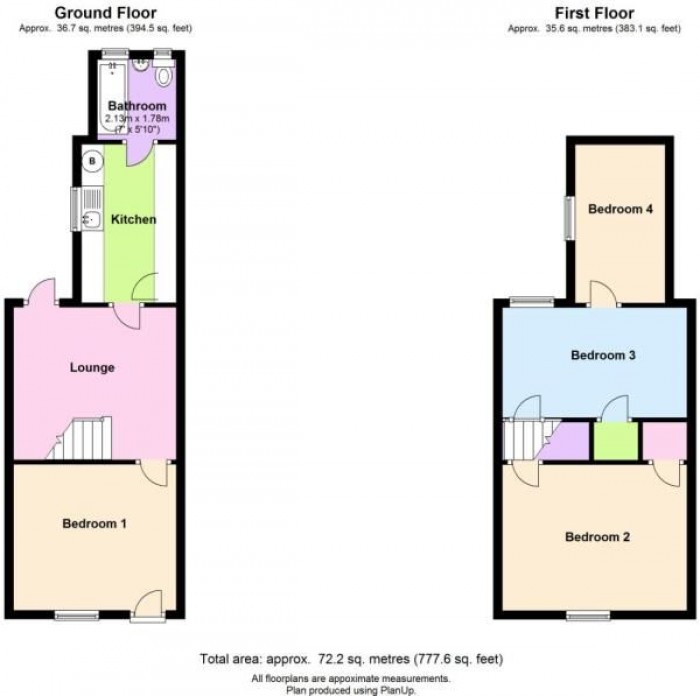 Floorplan for 1 Bedroom Student Home - 66 St. Peters Place, City Centre